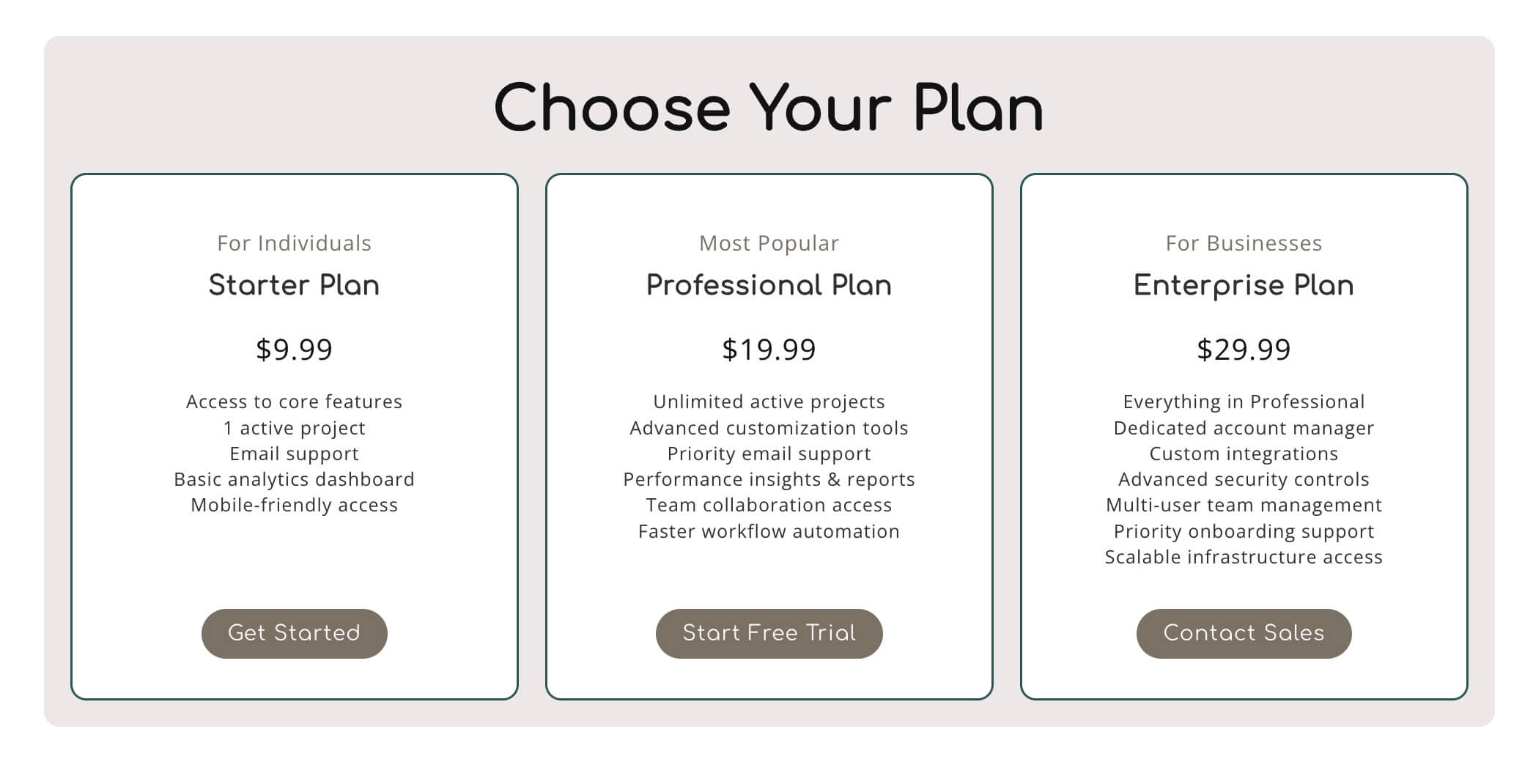 Pricing Table preview 2