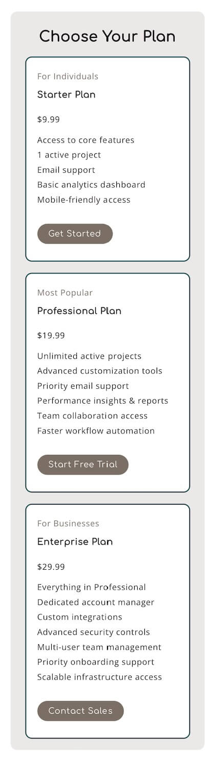 Pricing Table preview 4