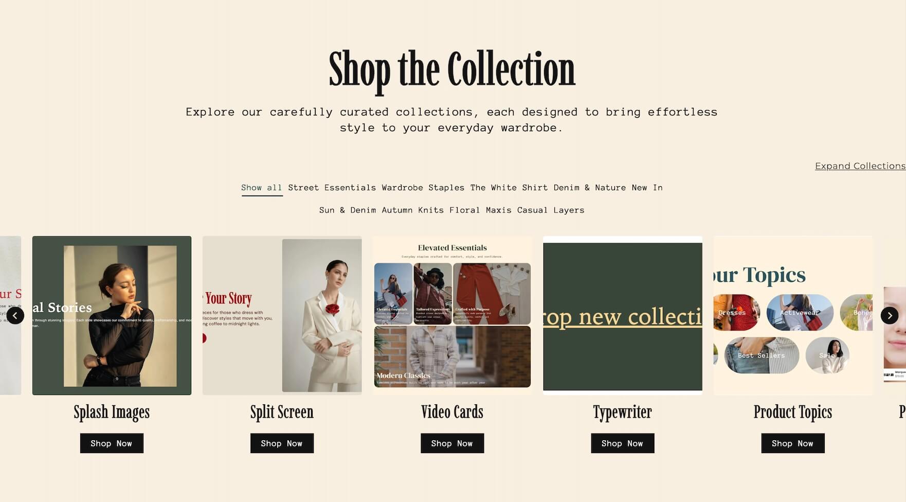 Product Collections With Menu